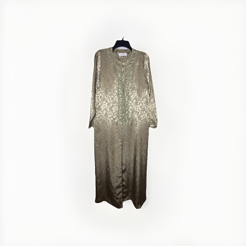 Vtg Oscar de la Renta Green Caftan Dress or Evening Nightgown Grecian Petite